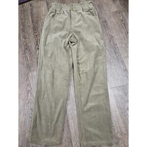 NEW IN High Waist Corduroy Green Straight Leg Pants Women's Medium